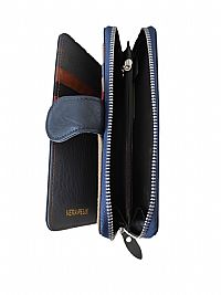 ΓΥΝΑΙΚΕΙΟ ΠΟΡΤΟΦΟΛΙ ΔΕΡΜΑΤΙΝΟ ΜΠΛΕ ΧΡΩΜΑ ΜΕ ΧΡΩΜΑΤΙΣΤΟ ΕΣΩΤΕΡΙΚΟ