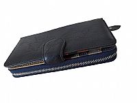 ΓΥΝΑΙΚΕΙΟ ΠΟΡΤΟΦΟΛΙ ΔΕΡΜΑΤΙΝΟ ΜΠΛΕ ΧΡΩΜΑ ΜΕ ΧΡΩΜΑΤΙΣΤΟ ΕΣΩΤΕΡΙΚΟ