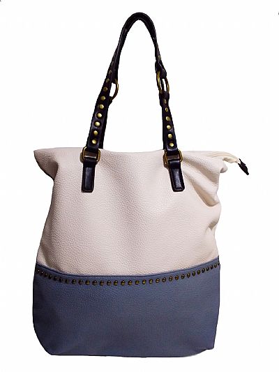 ΓΥΝΑΙΚΕΙΑ ΤΣΑΝΤΑ ΔΙΧΡΩΜΗ ΓΑΛΑΖΙΟ-ΛΕΥΚΟ ΜΕΓΑΛΗ ΜΕ ΜΑΥΡΑ ΛΟΥΡΙΑ