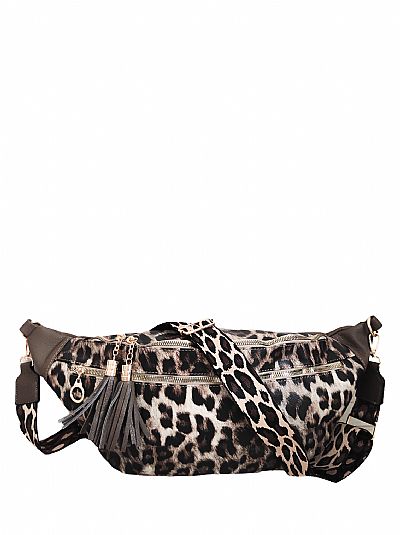 ΤΣΑΝΤΑΚΙ ΜΕΣΗΣ ΧΙΑΣΤΙ ANIMAL PRINT ΜΕ ΚΑΦΕ