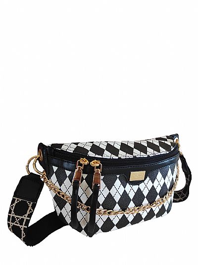 ΓΥΝΑΙΚΕΙΟ ΤΣΑΝΤΑΚΙ ΜΕΣΗΣ ΑΣΠΡΟΜΑΥΡΟ ΜΕ ΑΛΥΣΙΔΑ ΚΑΙ ΙΜΑΝΤΑ