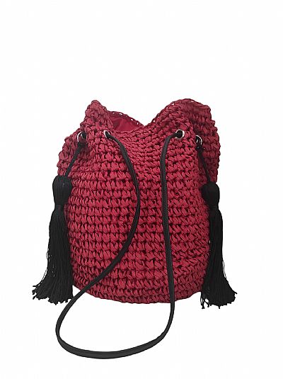 ΓΥΝΑΙΚΕΙΑ ΨΑΘΙΝΗ ΚΟΚΚΙΝΗ ΤΣΑΝΤΑ ΠΟΥΓΚΙ ΜΕ ΜΑΥΡΑ ΛΟΥΡΙΑ 