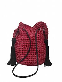 ΓΥΝΑΙΚΕΙΑ ΨΑΘΙΝΗ ΚΟΚΚΙΝΗ ΤΣΑΝΤΑ ΠΟΥΓΚΙ ΜΕ ΜΑΥΡΑ ΛΟΥΡΙΑ 