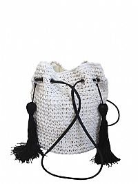 ΓΥΝΑΙΚΕΙΑ ΨΑΘΙΝΗ ΛΕΥΚΗ ΤΣΑΝΤΑ ΠΟΥΓΚΙ ΜΕ ΜΑΥΡΑ ΛΟΥΡΙΑ 