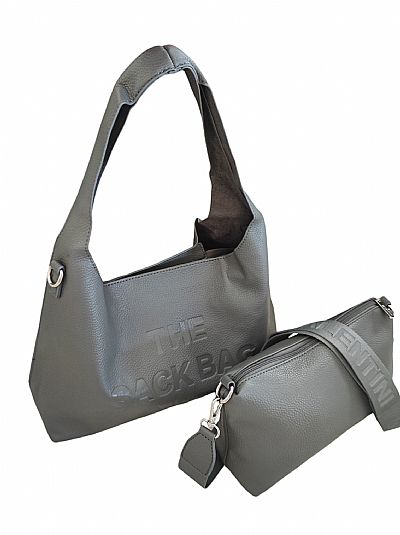 ΓΥΝΑΙΚΕΙΑ ΤΣΑΝΤΑ ΩΜΟΥ ΜΑΛΑΚΗ ΓΚΡΙ ΣΕΤ ΜΕ ΝΕΣΕΣΕΡ