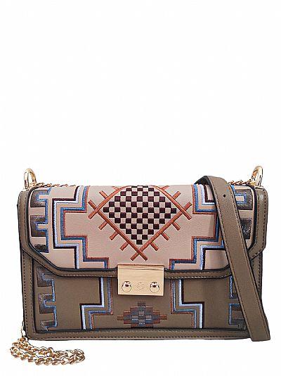 ΓΥΝΑΙΚΕΙΑ ΤΣΑΝΤΑ ΧΙΑΣΤΙ TAUPE ΜΕ ΣΧΕΔΙΑ ΚΑΙ ΑΛΥΣΙΔΑ