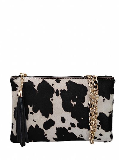 ΔΕΡΜΑΤΙΝΗ ΤΣΑΝΤΑ ΧΙΑΣΤΙ ΜΕ ΓΟΥΝΙΤΣΑ COW ΜΠΡΟΣΤΑ ANIMAL PRINT 