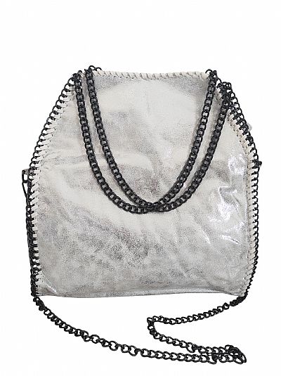 ΓΥΝΑΙΚΕΙΑ ΤΣΑΝΤΑ ΩΜΟΥ ΧΕΙΡΟΣ ΛΕΥΚΟ ΑΣΗΜΙ ΜΕ ΑΝΘΡΑΚΙ ΑΛΥΣΙΔΕΣ