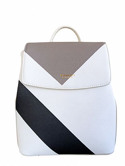 ΓΥΝΑΙΚΕΙΟ ΣΑΚΙΔΙΟ ΠΛΑΤΗΣ ΑΣΠΡΟΜΑΥΡΟ ΜΕ ΣΧΕΔΙΑ