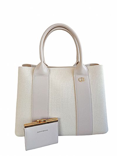 ΓΥΝΑΙΚΕΙΑ ΤΣΑΝΤΑ ΧΕΙΡΟΣ CREAM ΜΠΕΖ ΣΕΤ ΜΕ ΠΟΡΤΟΦΟΛΙ