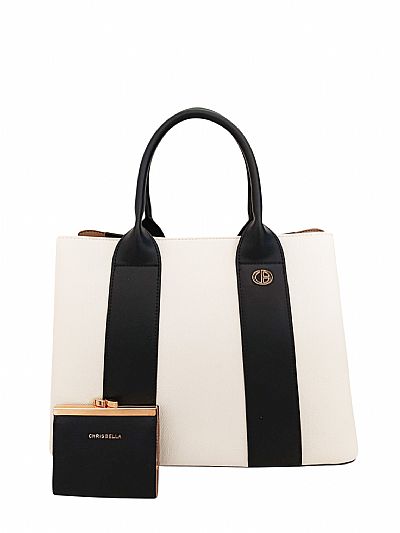 ΓΥΝΑΙΚΕΙΑ ΤΣΑΝΤΑ ΧΕΙΡΟΣ ΛΕΥΚΗ ΜΕ ΜΑΥΡΟ ΣΕΤ ΜΕ ΠΟΡΤΟΦΟΛΙ