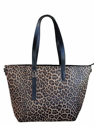 ΓΥΝΑΙΚΕΙΑ ΤΣΑΝΤΑ ΩΜΟΥ  ANIMAL PRINT ΜΑΥΡΗ