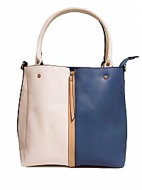 ΓΥΝΑΙΚΕΙΑ ΤΣΑΝΤΑ ΧΕΙΡΟΣ ΔΙΧΡΩΜΗ  ΜΠΕΖ-ΓΑΛΑΖΙΟ