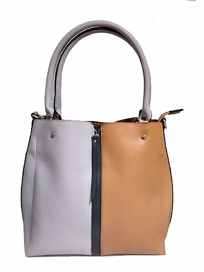 ΓΥΝΑΙΚΕΙΑ ΤΣΑΝΤΑ ΧΕΙΡΟΣ ΔΙΧΡΩΜΗ  ΜΠΕΖ-ΚΑΦΕ