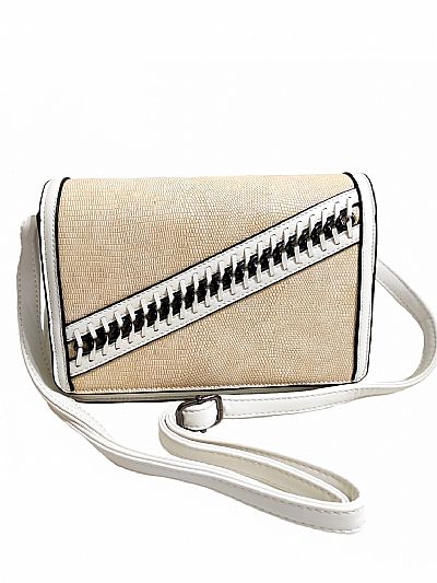 ΓΥΝΑΙΚΕΙΑ ΤΣΑΝΤΑ ΛΕΥΚΟ ΜΕ ΜΠΕΖ ΧΙΑΣΤΙ ΜΕ ΔΙΑΚΟΣΜΗΤΙΚΗ ΑΛΥΣΙΔΑ