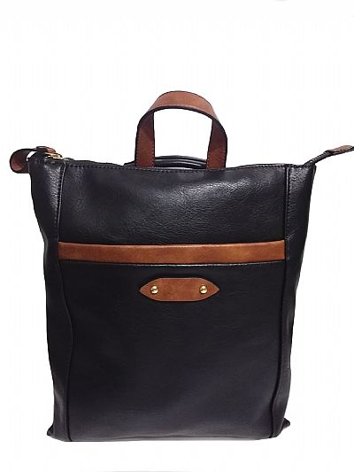 ΓΥΝΑΙΚΕΙΟ ΣΑΚΙΔΙΟ ΠΛΑΤΗΣ BACKPACK ΜΑΥΡΟ ΜΕ ΤΑΜΠΑ