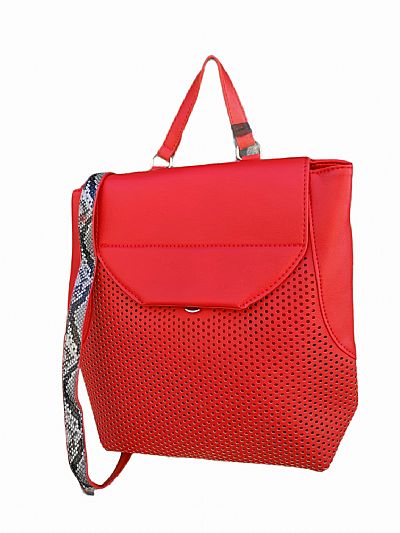 ΓΥΝΑΙΚΕΙΟ ΣΑΚΙΔΙΟ ΠΛΑΤΗΣ ΚΟΚΚΙΝΟ ΧΡΩΜΑ ΜΕ SNΑKE LEATHER ΛΟΥΡΙ