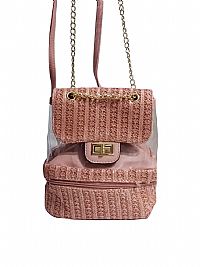 ΓΥΝΑΙΚΕΙΟ ΣΑΚΙΔΙΟ ΠΛΑΤΗΣ ΨΑΘΙΝΟ ΜΕ ΔΙΑΦΑΝΕΙΑ ΡΟΖ