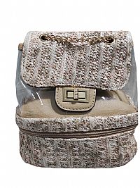 ΓΥΝΑΙΚΕΙΟ ΣΑΚΙΔΙΟ ΠΛΑΤΗΣ ΨΑΘΙΝΟ ΜΕ ΔΙΑΦΑΝΕΙΑ ΜΠΕΖ ΜΕ ΧΡΩΜΑΤΑ