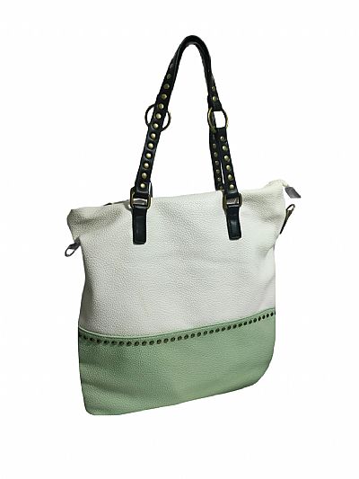 ΓΥΝΑΙΚΕΙΑ ΤΣΑΝΤΑ ΔΙΧΡΩΜΗ ΒΕΡΑΜΑΝ-ΛΕΥΚΟ ΜΕΓΑΛΗ ΜΕ ΜΑΥΡΑ ΛΟΥΡΙΑ