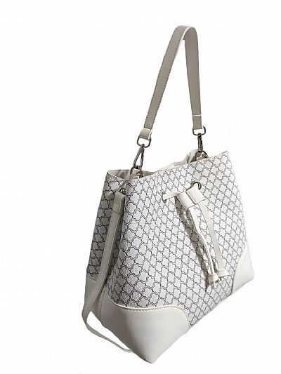 ΓΥΝΑΙΚΕΙΑ ΤΣΑΝΤΑ ΩΜΟΥ ΔΙΧΡΩΜΗ ΛΕΥΚΟ ΓΚΡΙ