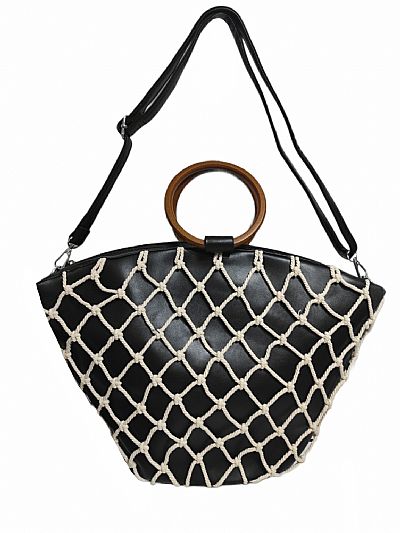 ΓΥΝΑΙΚΕΙΑ ΤΣΑΝΤΑ ΩΜΟΥ ΜΑΥΡΟ ΧΡΩΜΑ ΜΕ ΜΠΑΜΠΟΥ ΛΑΒΕΣ ΚΑΙ ΔΙΑΚΟΣΜΗΤΙΚΑ ΣΧΟΙΝΙΑ