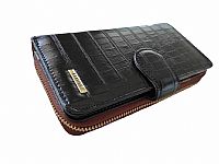 ΓΥΝΑΙΚΕΙΟ ΠΟΡΤΟΦΟΛΙ ΔΕΡΜΑΤΙΝΟ  ΜΑΥΡΟ ΧΡΩΜΑ ΜΕ ΧΡΩΜΑΤΙΣΤΟ ΕΣΩΤΕΡΙΚΟ