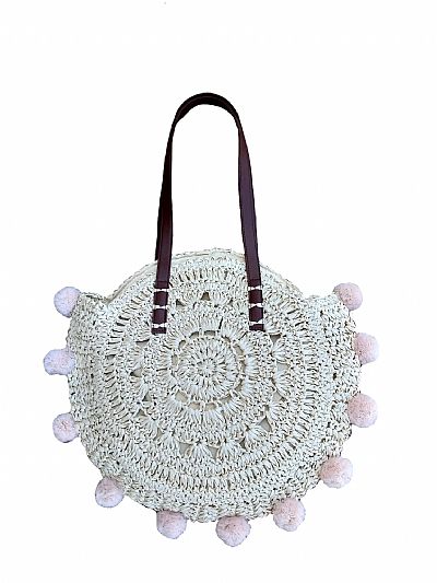 ΓΥΝΑΙΚΕΙΑ ΨΑΘΙΝΗ ΤΣΑΝΤΑ ΩΜΟΥ ΜΠΕΖ ΜΕ ΔΙΑΚΟΣΜΗΤΙΚΑ ΦΟΥΝΤΑΚΙΑ