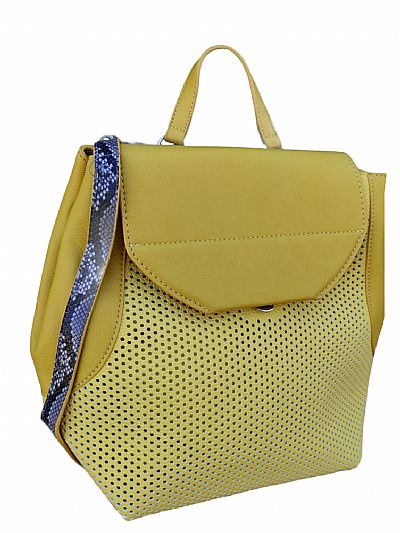 ΓΥΝΑΙΚΕΙΟ ΣΑΚΙΔΙΟ ΠΛΑΤΗΣ ΚΙΤΡΙΝΟ ΧΡΩΜΑ ΜΕ SNΑKE LEATHER ΛΟΥΡΙ