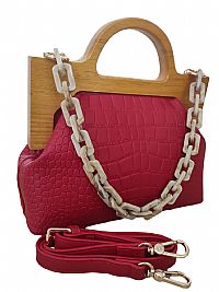 ΓΥΝΑΙΚΕΙΑ ΤΣΑΝΤΑ ΧΕΙΡΟΣ-ΧΙΑΣΤΙ ΚΟΚΚΙΝΟ ΜΕ ΞΥΛΙΝΕΣ ΛΑΒΕΣ